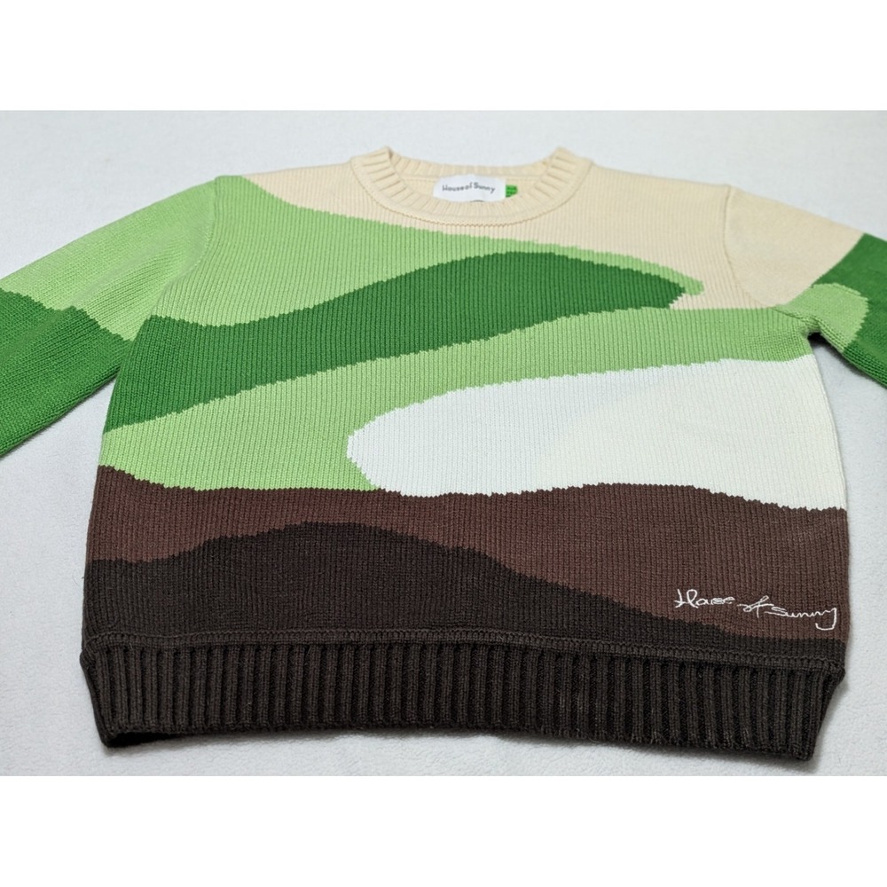 House of Sunny Sweater Vol 18 Abstract Green Golden Years Landscape M US 6